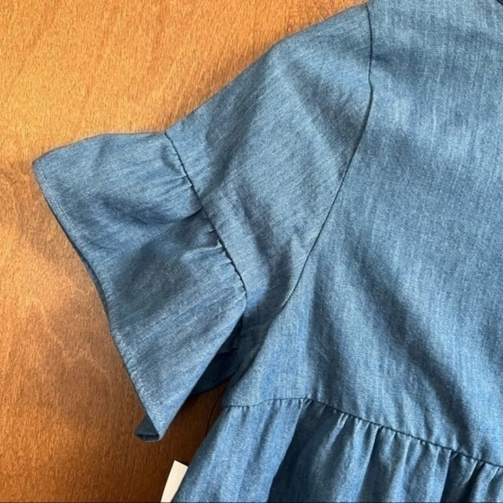 Crown & Ivy Girls Tiered Denim look Top NWT XL Girls❤️❤️